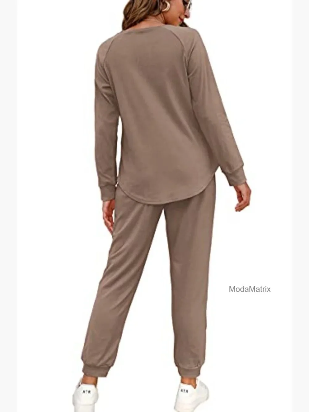 Two Piece Lounge Set Button Down Sweatshirt Sweatpants with Pockets - Picture 2 of 7